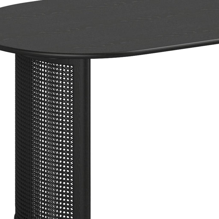 66" Solid Wood Double Pedestal Base Oval Dining Table - Black