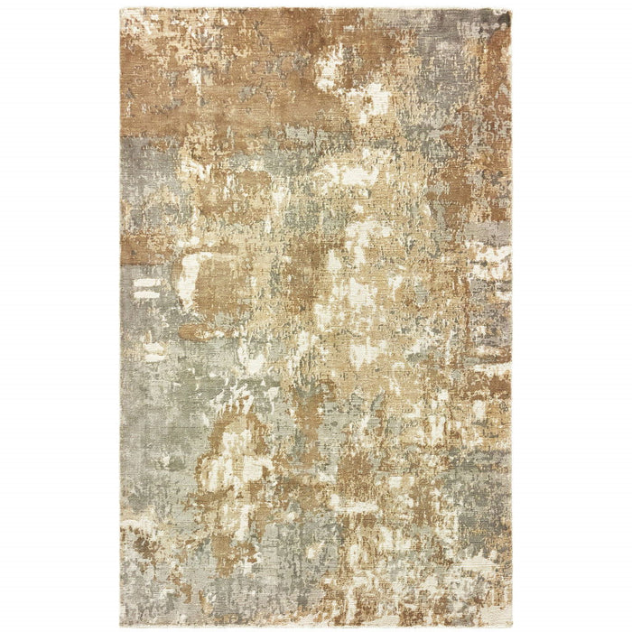 8' x 10' Abstract Hand Loomed Stain Resistant Area Rug - Gray And Brown