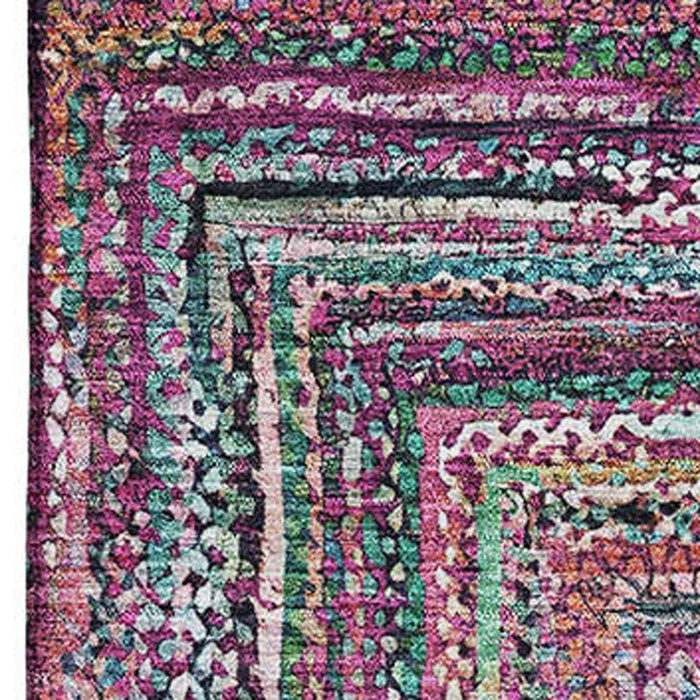 10' X 14' Geometric Washable Area Rug With UV Protection (699250) - Pink / Blue / Orange