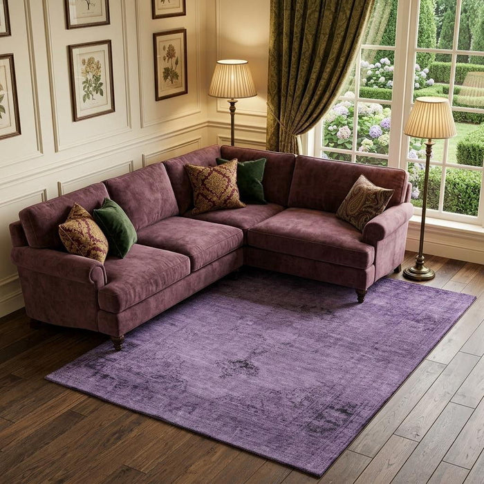10' X 14' Oriental Washable Area Rug With UV Protection (654904) - Purple / Ivory