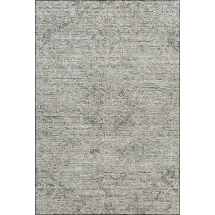 10' X 14' Medallion Washable Area Rug With UV Protection (684636) - Pewter / Silver