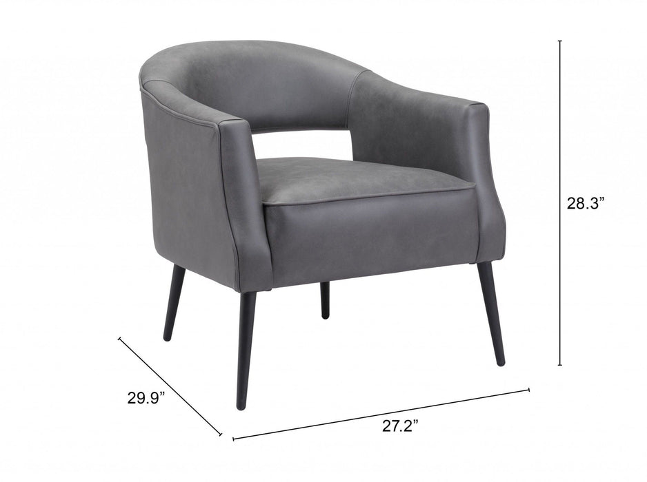 Faux Leather Arm Chair - Gray And Gold