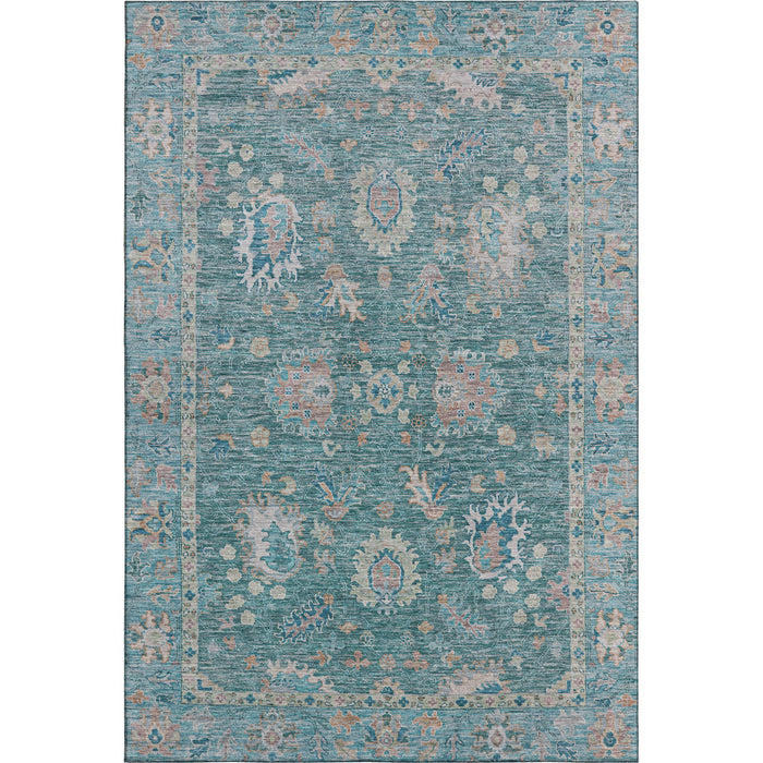 10' X 14' Oriental Washable Area Rug With UV Protection (717995) - Teal / Copper