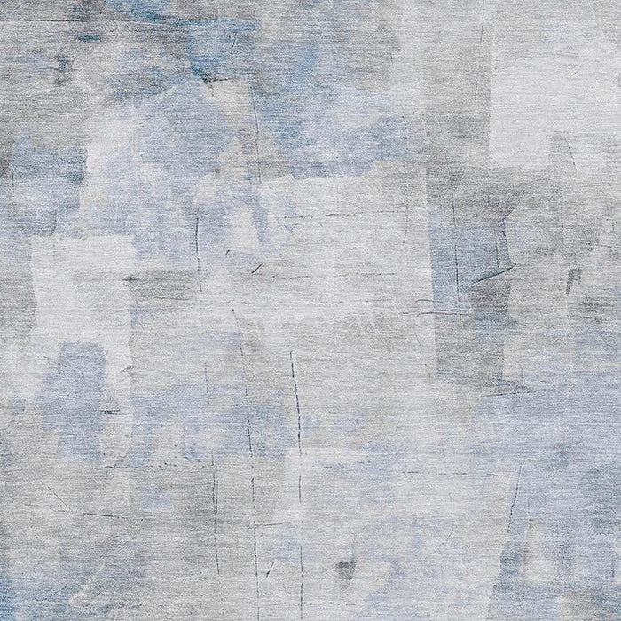 10' X 14' Abstract Washable Area Rug With UV Protection (696704) - Denim Blue / Gray / Silver
