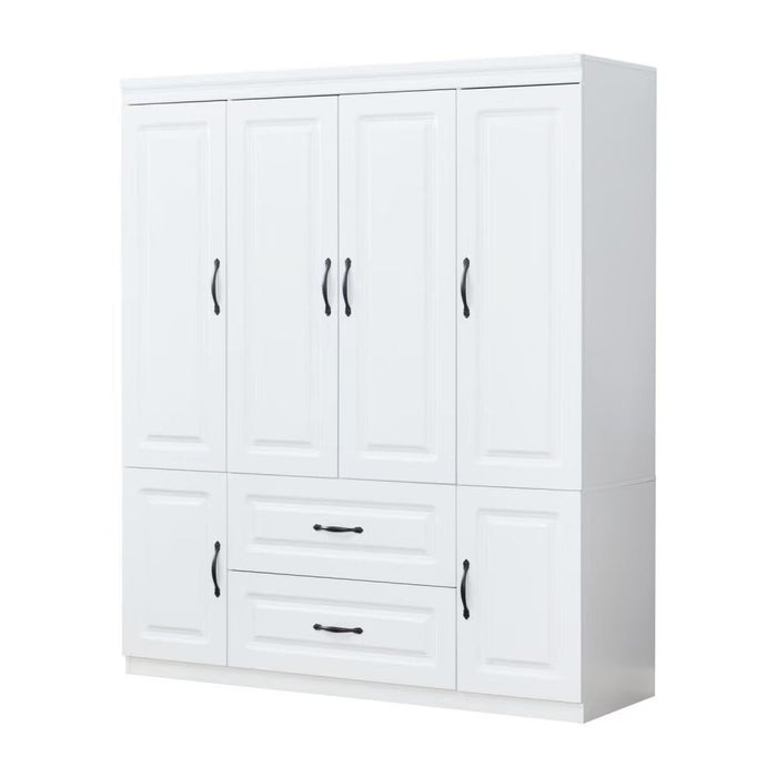 72" Six Door Two Drawer Combo Dresser - White