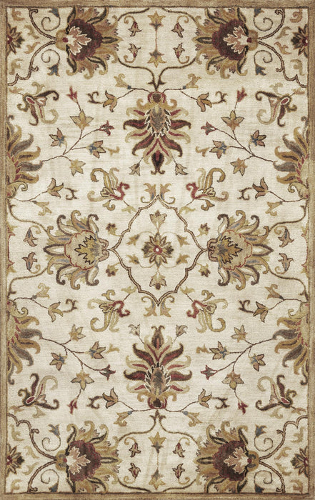 9' x 13' Wool Floral Vines Hand Tufted Area Rug - Beige Blue And Ivory