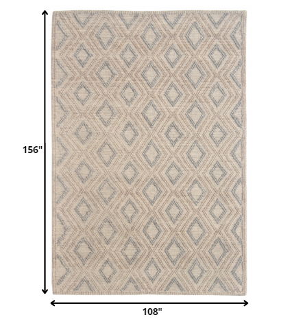 9' x 13' Diamond Lattice Modern Area Rug - Tan Gray
