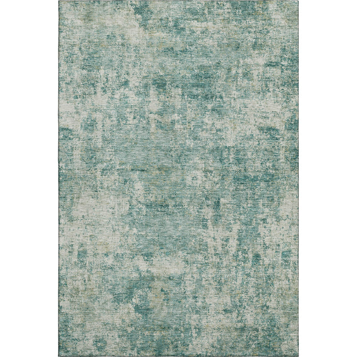 10' X 14' Abstract Washable Area Rug With UV Protection (716797) - Teal / Beige