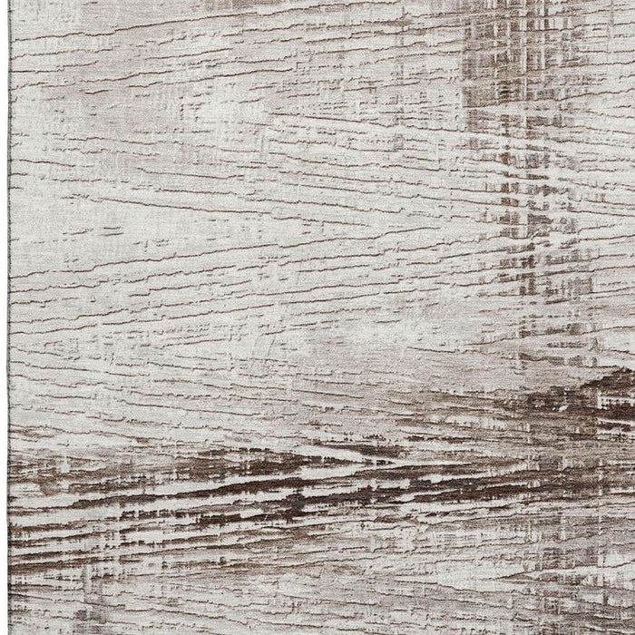 10' X 14' Striped Washable Area Rug With UV Protection (710046) - Taupe / Ivory