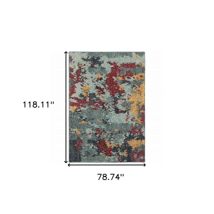7' x 10' Abstract Power Loom Area Rug - Blue