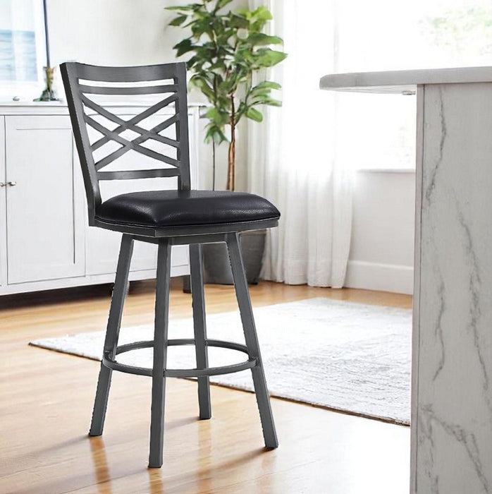 42" Iron Counter Height Bar Chair - Black