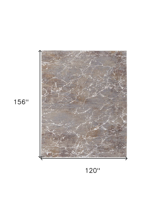 10' x 13' Abstract Power Loom Area Rug - Ivory Brown And Taupe