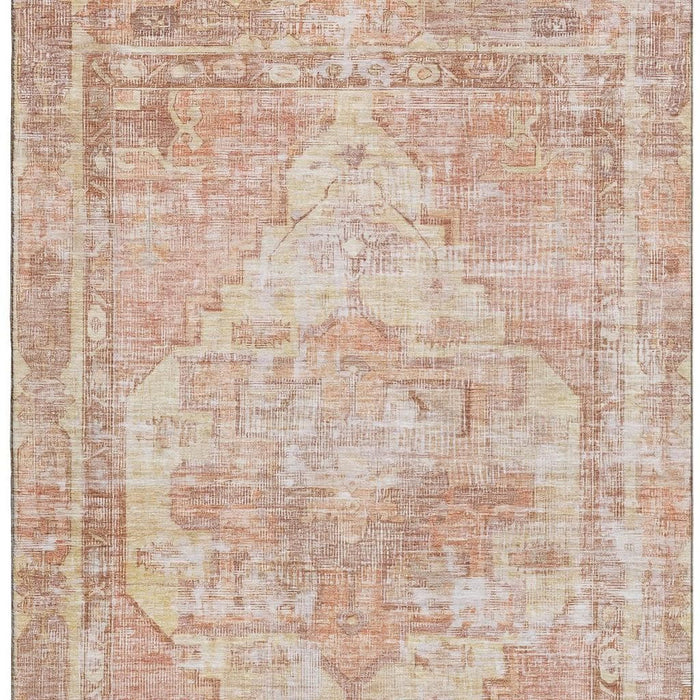 10' X 14' Oriental Washable Area Rug With UV Protection (699412) - Terra Cotta / Ivory / Wheat
