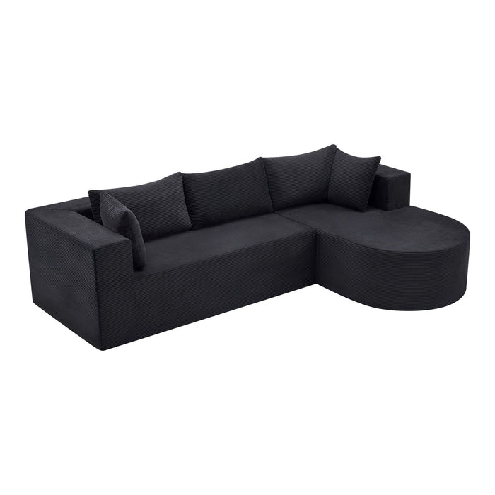 Corduroy Modular Sofa Chaise With Toss Pillows (723852) - Black