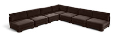 Velvet Meridian Furniture 7-piece armless sectional sofa with plush upholstery, perfect for modern living room decor.