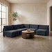 Meridian Furniture Hammond velvet performance fabric upholstered 5-piece armless sectional with plush cushions and modern design.