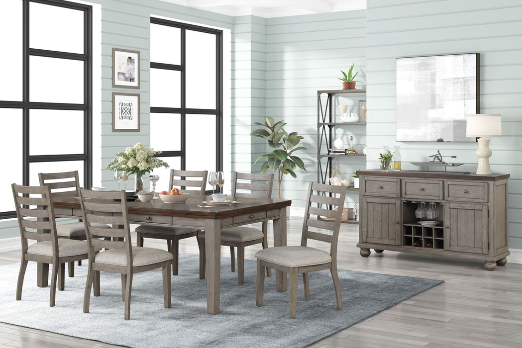 2 Tone 6 Drawer Dining Table - Gray