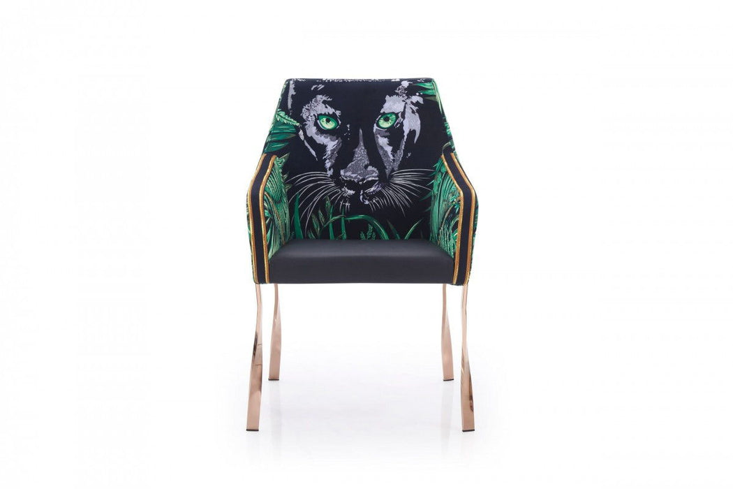 Upholstered Velvet Dining Arm Chair - Green / Black