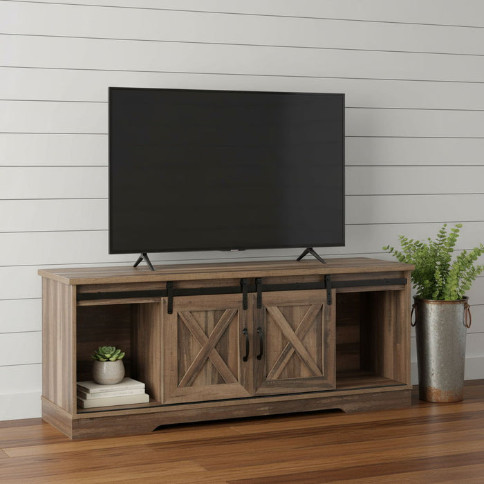 59" Cabinet Enclosed Storage TV Stand - Brown