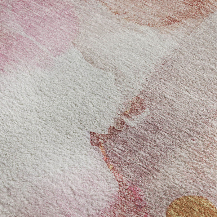 10' X 14' Abstract Washable Area Rug With UV Protection (714793) - Pink / Ivory