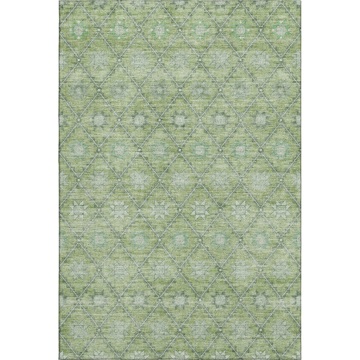 10' X 14' Geometric Washable Area Rug With UV Protection (706031) - Green / Gray
