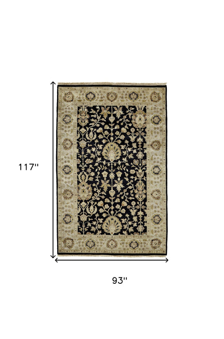 8' x 10' Wool Oriental Hand Knotted Area Rug - Black
