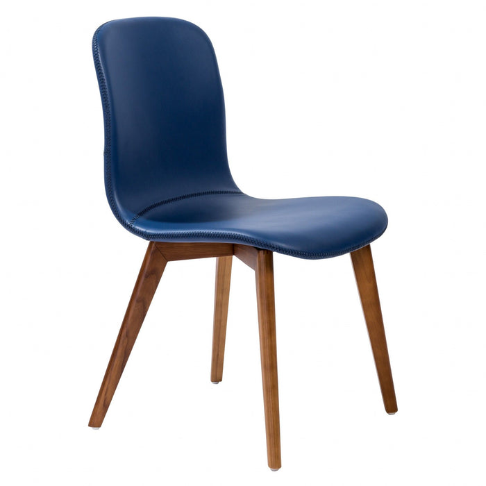 Upholstered Leather Dining Side Chairs (Set of 2) - Blue