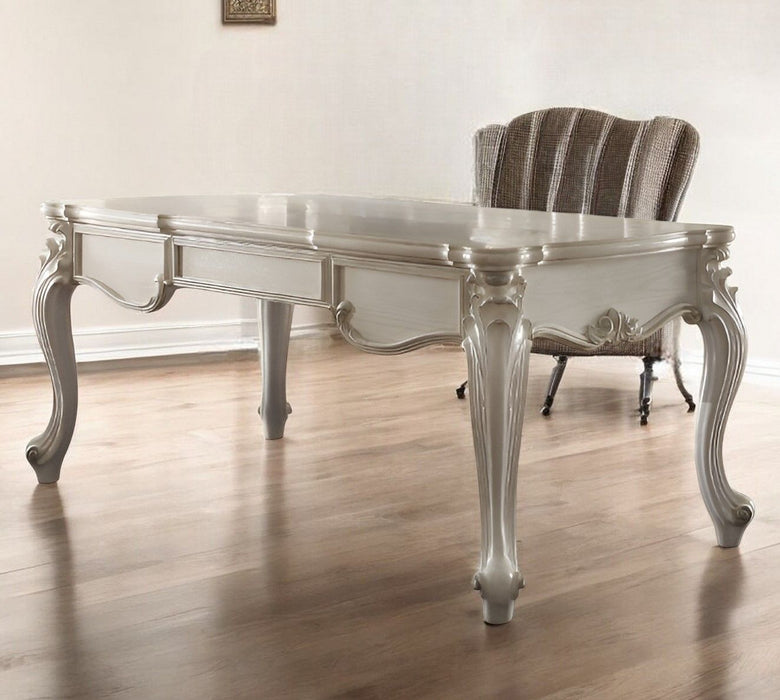 Wood Executive Desk With Three Drawers - White