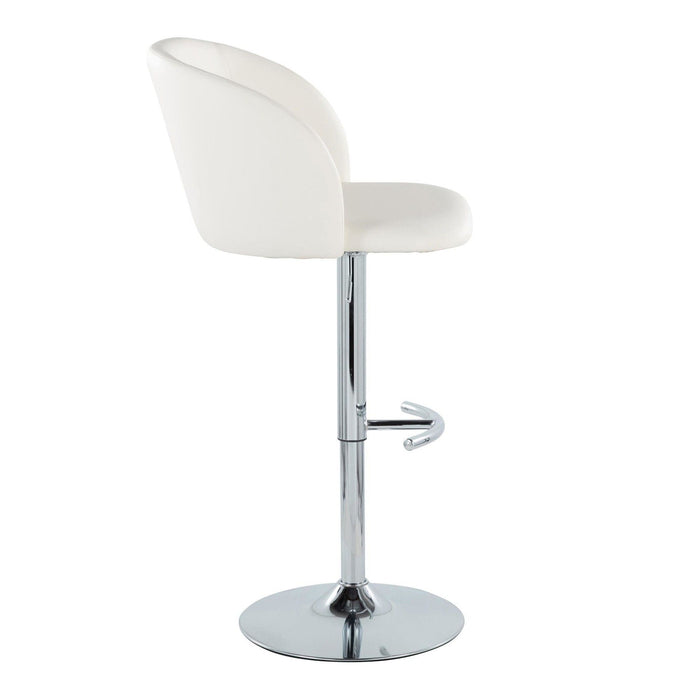 Fran - Adjustable Barstool (Set of 2) - Chrome Metal, White Faux Leather