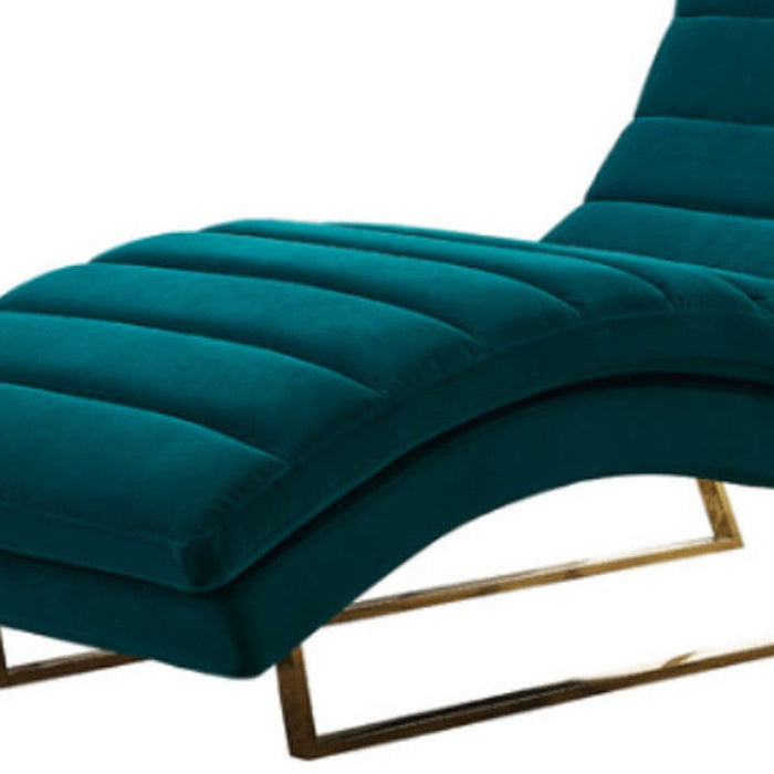 Tufted Velvet Solid Color Chaise Lounge Chair - Green And Silver