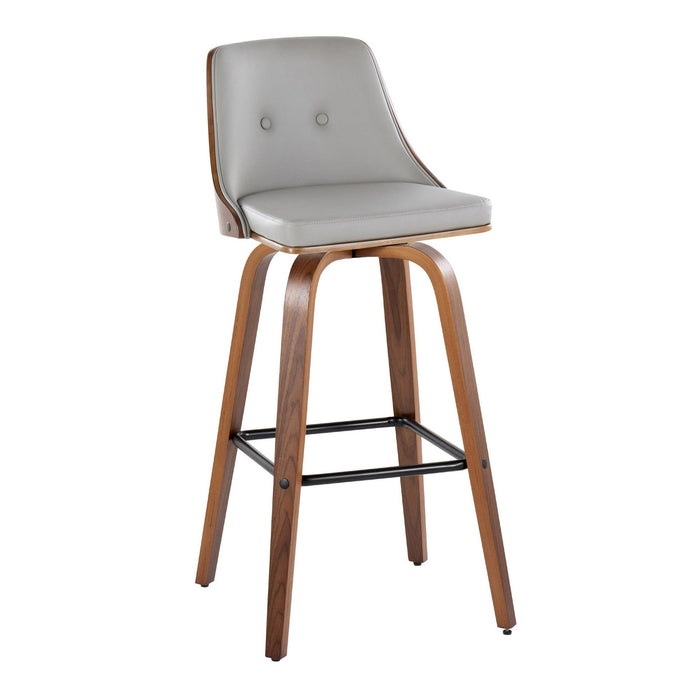 Gianna - 30" Fixed-Height Barstool (Set of 2) - Walnat And Pearl Silver