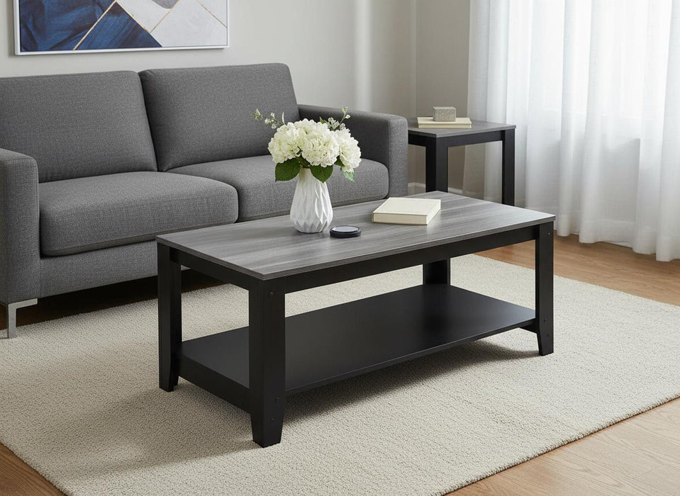 42" Coffee Table With Shelf (Set of 3) - Gray And Black