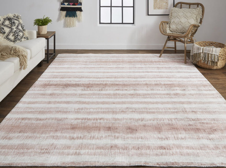10' x 14' Abstract Hand Woven Area Rug - Tan Ivory And Pink