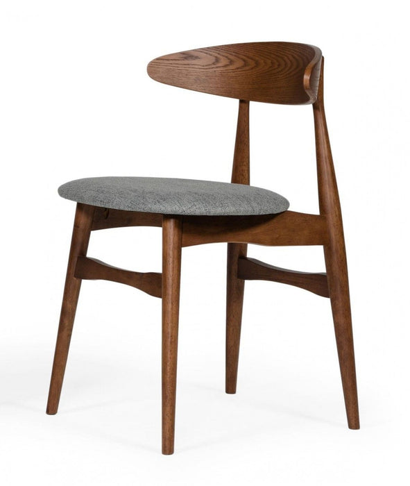 Upholstered Fabric Wishbone Back Dining Side Chairs (Set of 2) - Gray