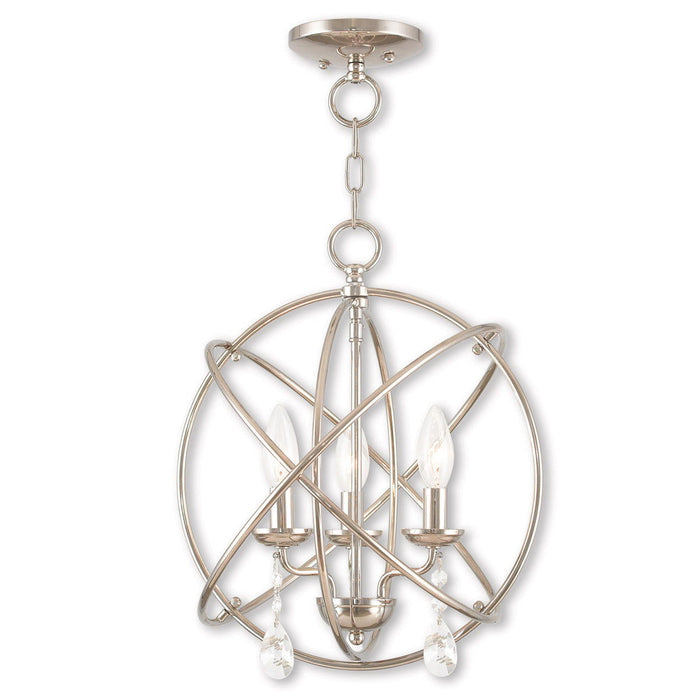 17'' Three-Light Dimmable Chandelier With Shades - Nickel