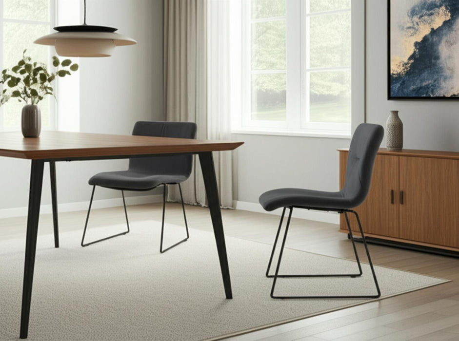 Modern Upholstered Fabric Dining Side Chairs (Set of 2) - Gray