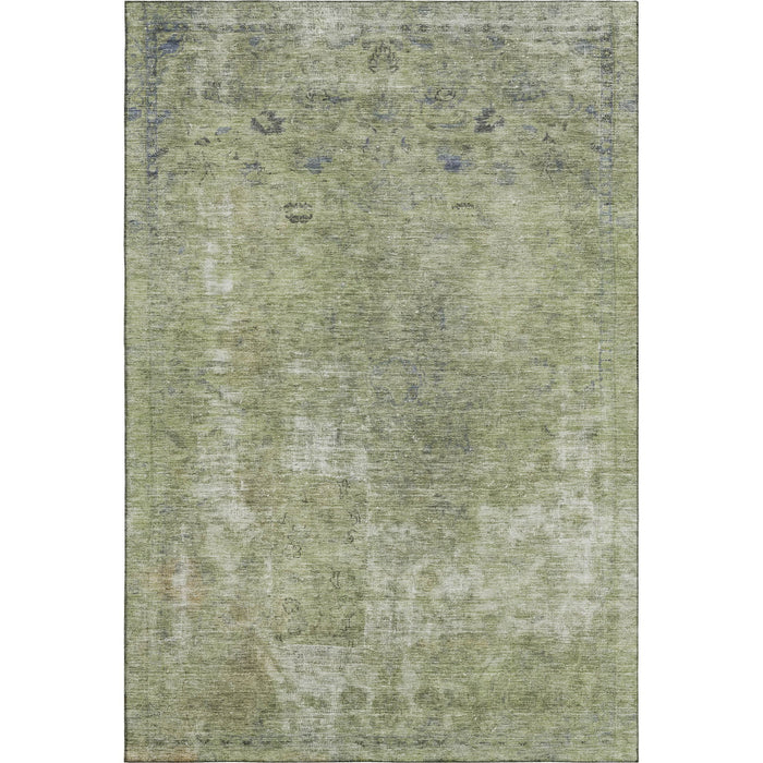 10' X 14' Abstract Washable Area Rug With UV Protection (695330) - Artichoke Green / Gray / Silver