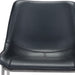 Set of two black and silver steel low back counter height bar chairs with sleek design, perfect for modern kitchen or bar area.