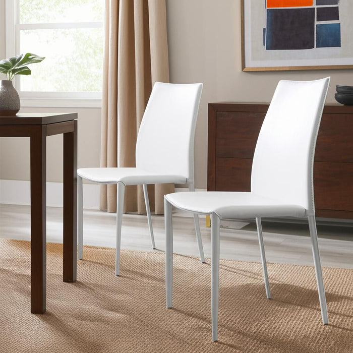 Leather Dining Side Chairs (Set of 2) - White