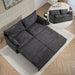 Giga pull-out sofa bed with convertible sleeper function, side storage, and built-in USB-C charging ports in a modern living room setting.