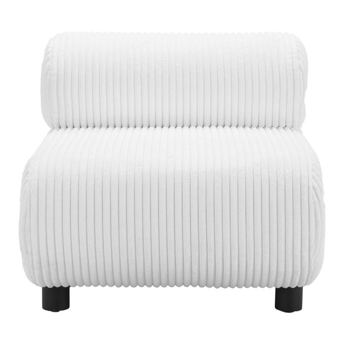 31" Corduroy And Upholstered Side Chair - White / Black