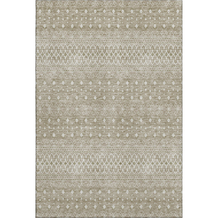 10' X 14' Tribal Washable Area Rug With UV Protection (657203) - Taupe / Ivory