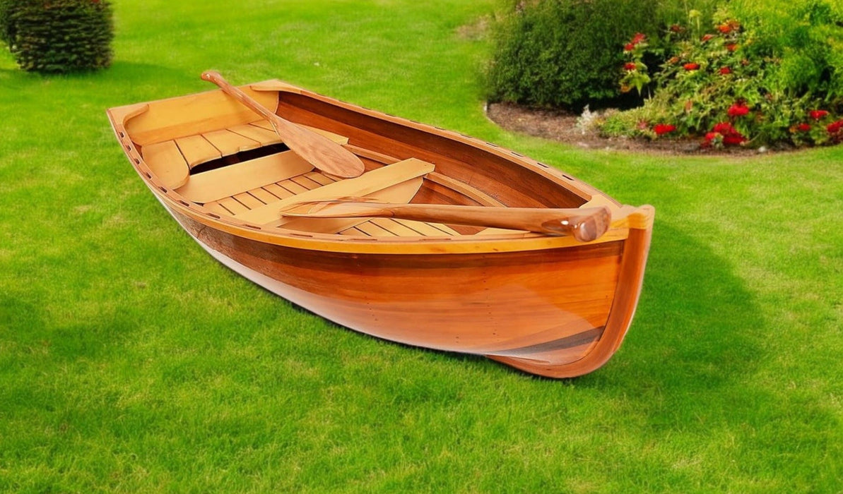 Hand Painted Model Boat Tabletop Sculpture (364298) - Brown