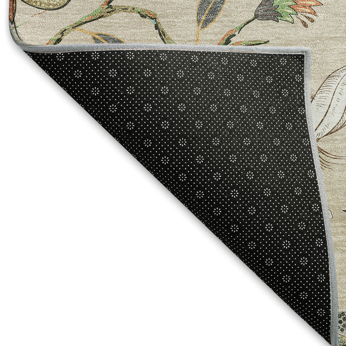 8' Cottage Geometric Washable Round Rug With UV Protection - Beige