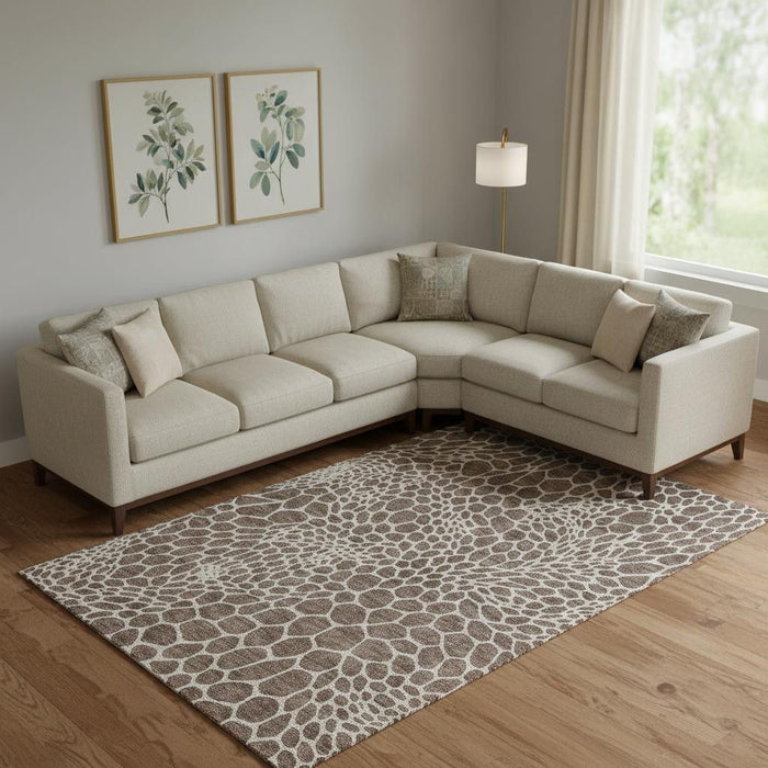 10' X 14' Geometric Washable Area Rug With UV Protection (673043) - Brown / Beige