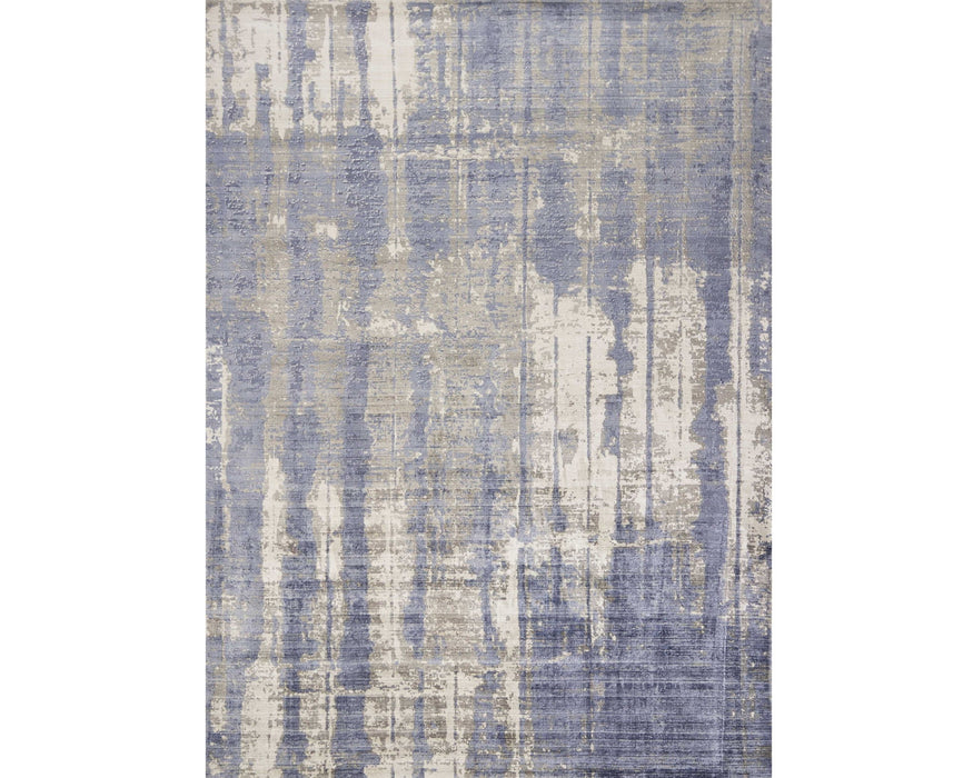 9' x 13' Hand Loomed Abstract Brushstroke Indoor Area Rug - Gray Blue