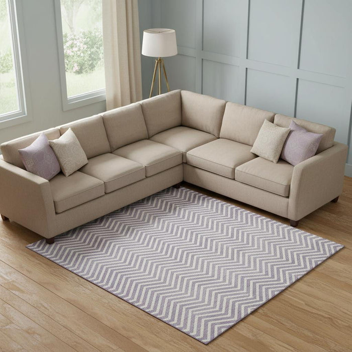 10' X 14' Chevron Washable Area Rug With UV Protection (674263) - Lilac / Ivory