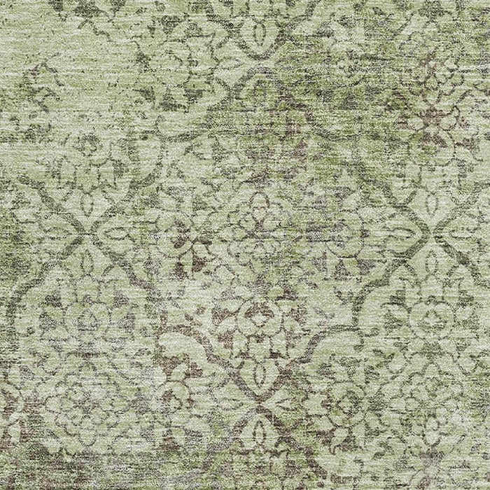 9' X 12' Abstract Washable Area Rug With UV Protection - Artichoke Green And Taupe