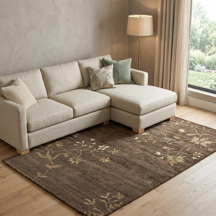 9' X 12' Wool Floral Hand Knotted Area Rug (744360) - Green / Gold