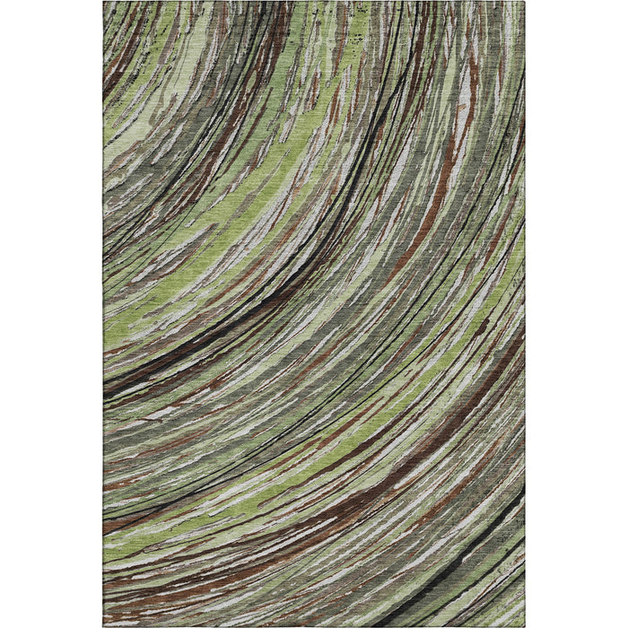 10' X 14' Abstract Washable Area Rug With UV Protection (717608) - Sage / Ivory